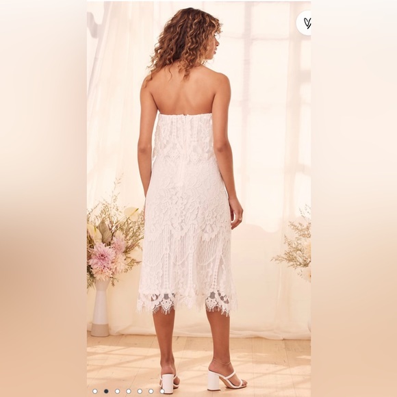 Lulu’s Delia White Lace Strapless Midi Dress size Medium - Picture 4 of 16